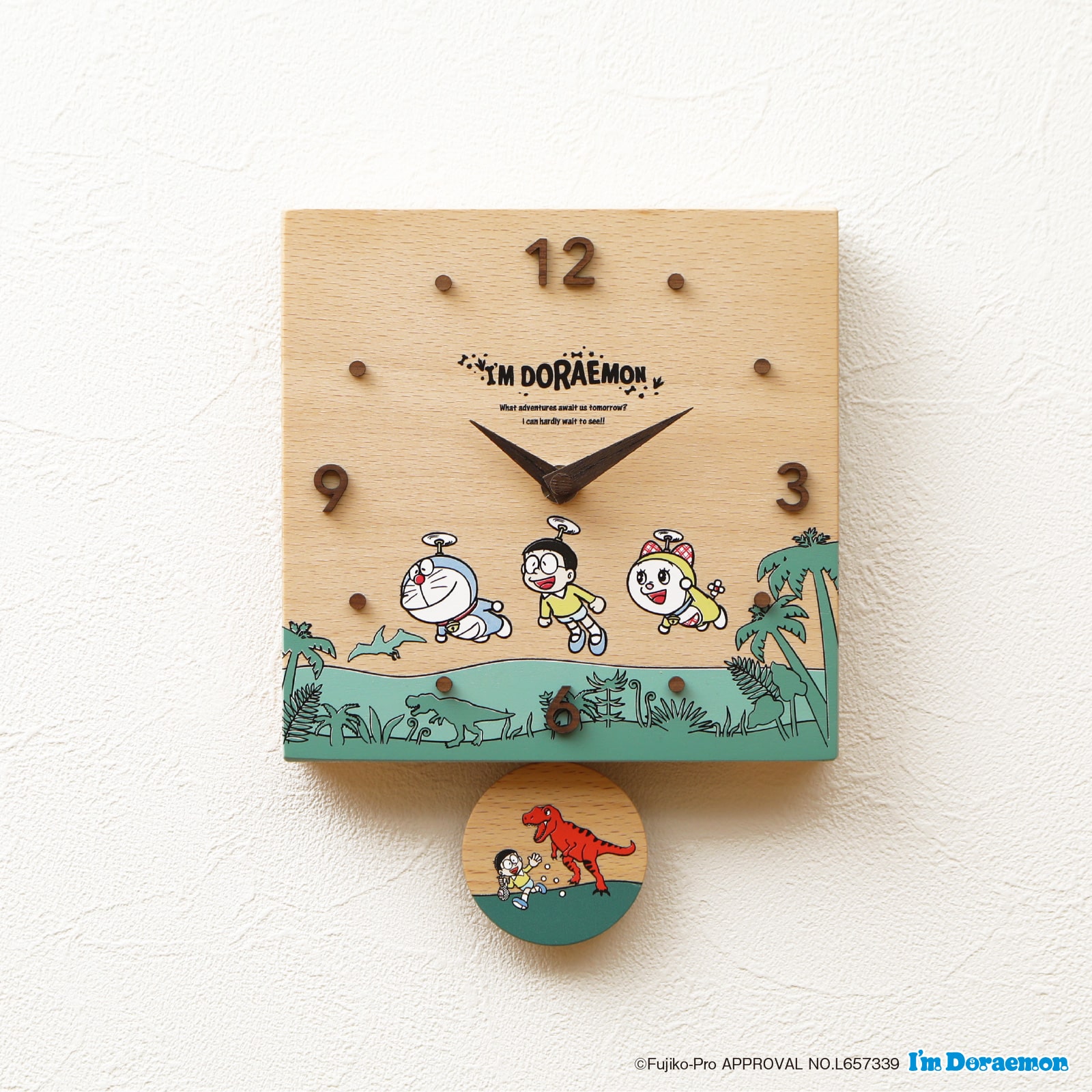 キャラクター時計 I'm Doraemon 恐竜さんぽ
