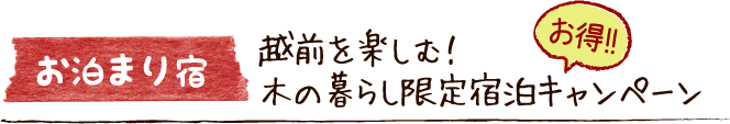 お泊まり宿 越前の冬を味わう木の暮らし限定宿泊キャンペーン